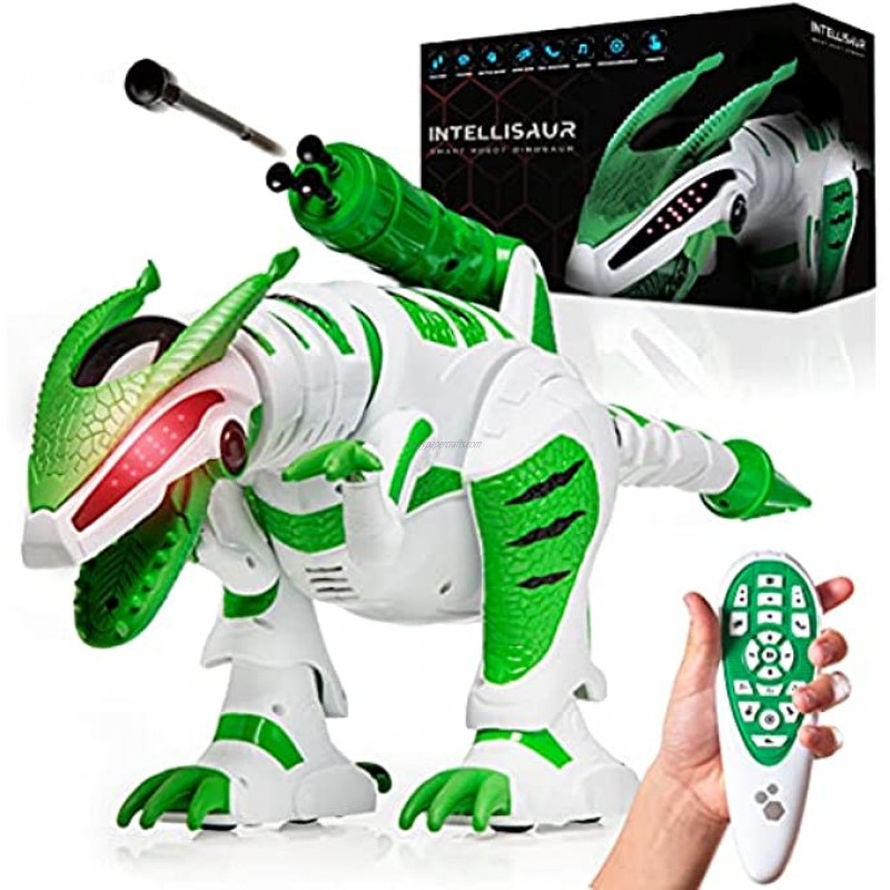 Power Your Fun Intellisaur Remote Control Dinosaur Robot for Kids Interactive Electronic Pet RC Robot Toy with Touch Sensors to Walk Talk Dance Wag Tail Launch Darts T-Rex Roar Battle Mode