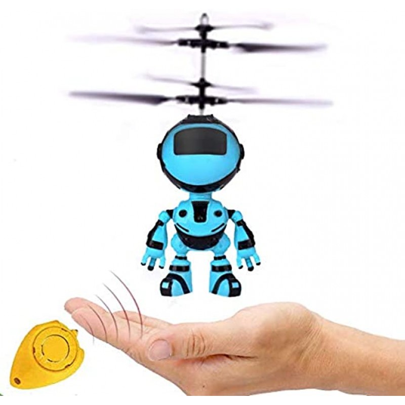 Warmsunshine Robot Toy Gift Boy 6 Years Old Blue Mini RC and Hand Control Flight Helicopter Robot Fairy Tale Doll Birthday Christmas Party Supplies.（Flying Robot）