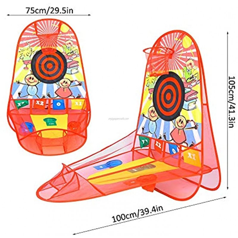 LYSOZ Children Pitching Toy，Multi-Purpose Children Kid Folding Pitching Rack Playing Game Toy Equipment with Sticky Ball，Size: Approx. 39.429.541.3in