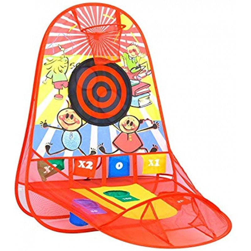 LYSOZ Children Pitching Toy，Multi-Purpose Children Kid Folding Pitching Rack Playing Game Toy Equipment with Sticky Ball，Size: Approx. 39.429.541.3in