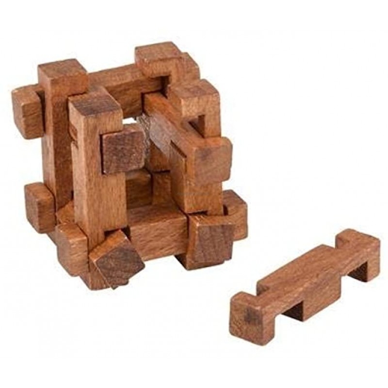 Mini Wooden Brain Teaser 3-D Puzzles – 8 pk Party Favors Stocking Stuffers Game Prizes
