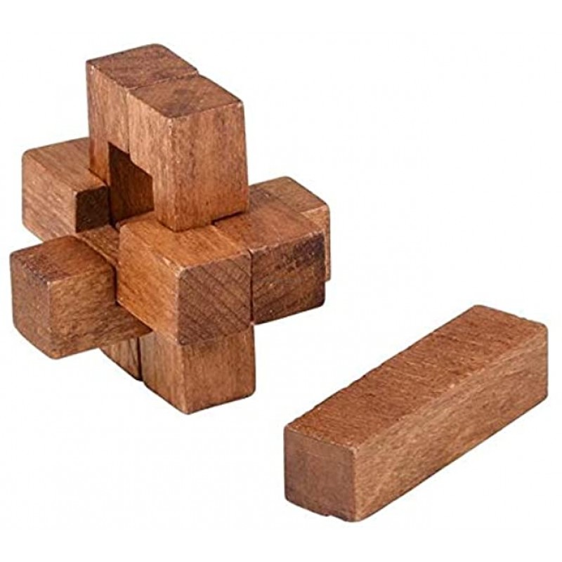 Mini Wooden Brain Teaser 3-D Puzzles – 8 pk Party Favors Stocking Stuffers Game Prizes