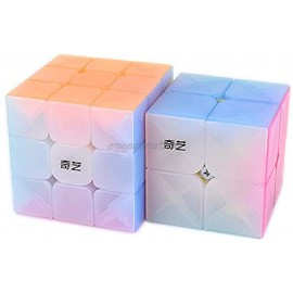 LiangCuber Qiyi Jelly Speed Cube 2x2 3x3 Stickerless Bundle Qidi S 2x2 Warrior W Jelly 3x3 Puzzle Cubes Toy Combination