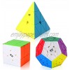 Speed Cube Set Roxenda Magic Cube Set of Pyramid Megaminx Windmill Cube Qiyi Frosted Stickerless Cubes Collection Puzzle Toy for Kids