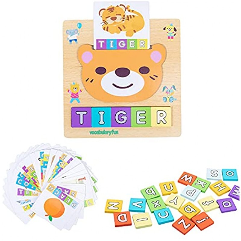 WEBEEDY 2 in 1 Wooden Toddlers Alphabet Puzzles Wooden Upper Case Lower Case Letters Learning Board Toy Wooden See and Spell Match Letter Puzzles Gifts for Boys Girls Age 1 2 3 4 5 6 Years Old