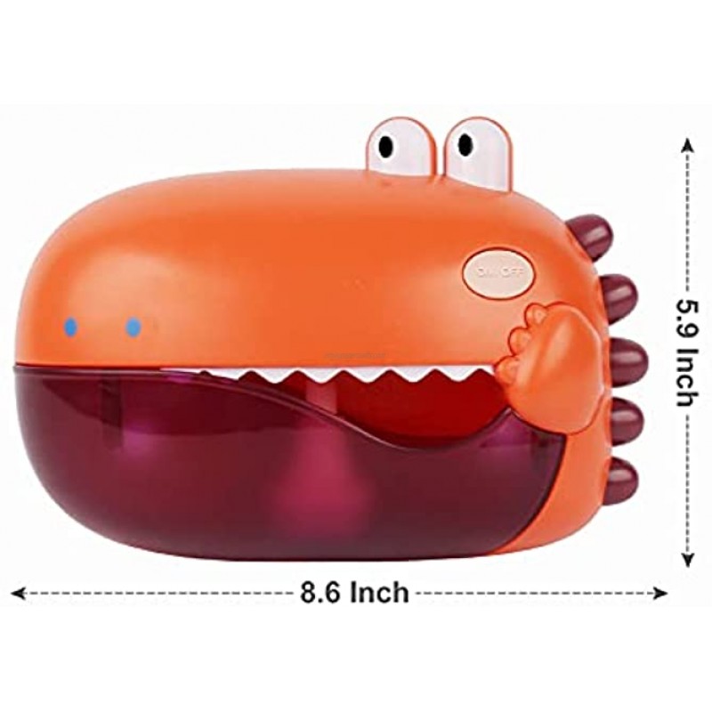 Bling Valley Bath Bubble Machine Bath Toys for Toddlers 1-3 Dinosaur Bath Bubble Maker with 12 Music for Kids Orange