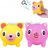 no-branded Talking Animal Toy Ball Squealing Decompression Toy Tongue Sticking Out to Relieve Stress Anxiety Children Adult Cute Rabbit Bear Shaped Soft Ball Yellow+Pink