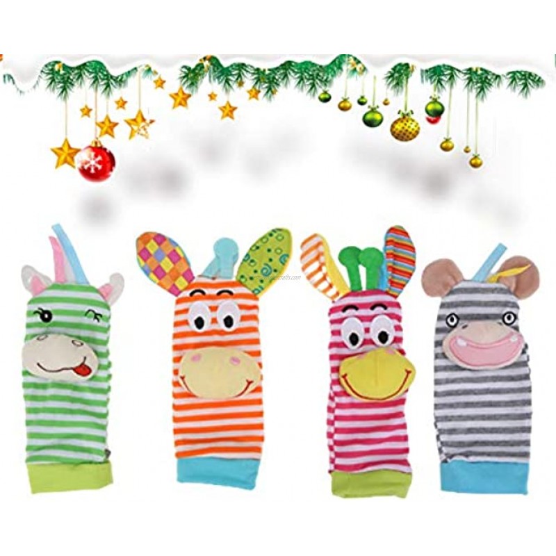 Pssopp 4Pcs Baby Rattle Socks Soft Baby Rattle Foot Finder Socks Soothing Rattle Socks for 0‑2 Years Infants Baby #1