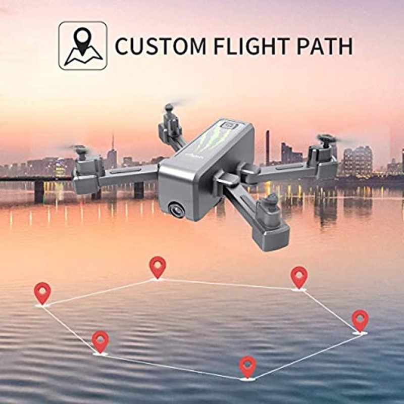 HR H5 GPS Drone With 1080P HD Camera,Foldable Portable Quadcopter With Auto Return Home,Custom Flight Path,Follow Me,Long Control Range,Drones For Adults Kids And Beginners