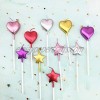 10 Cute Heart Shaped and Star Birthday Candles Multi-Color Cake Candle Toppers for Party Wedding Cake Decoration Supplies Multi-Color Heart Star and Heart 10
