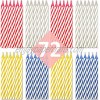 Bundaloo Birthday Candles 72 Pack Cake Decorations Colors: Pink White Blue Yellow