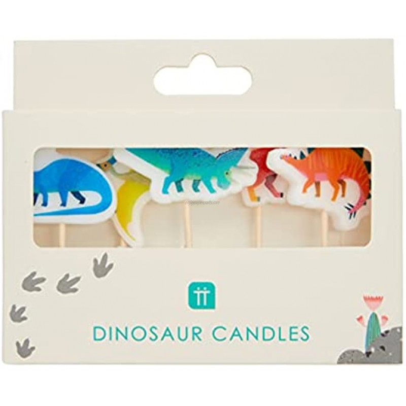Talking Tables Dino Dinosaur Birthday Candle Cake Toppers Pack of 5 Wax Height 3cm 1 Mixed colors