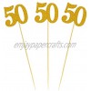12PCS 50th Birthday Centerpiece Sticks Gold Glitter Number 50 Table Centerpieces Flower Toppers for Anniversary Reunion and Party Decorations