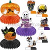8 PCS Halloween Honeycomb Table Centerpieces Paper Fans Pumpkin Skull Ghost Cat Tombstone Elements Table Centerpiece for 3D Table Decorations Halloween Theme Party Favors