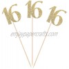 Pack of 10 Gold Glitter 16th Birthday Centerpiece Sticks Number Age 16 Table Topper Anniversary Pary Decorations