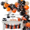 125 Pieces Halloween Balloon Arch Garland Kit Balloon Bouquet Kit Latex Balloons for Halloween Decorations Balloon Tie Tools Balloon Strip Tape Adhesive Dots for Halloween Party