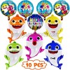 GRAME Shark Party Supplies for Baby 26” Helium Baby Shark Party Balloons with 5 Pcs 17” Round Balloons Birthday Decorations Baby Shower Party Supplies 10 pcs