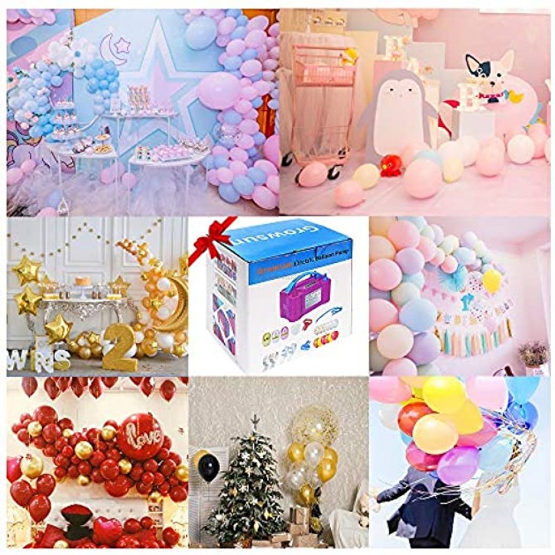 Growsun Electric Balloon Pump Garland Arch Kit with Pump 100V 600W Air Inflator w Balloons Tape Strip for Party Decoration
