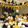 YinQin 110pcs Luxurious Black Gold Party Decorations include Happy Birthday Letter Aluminum Foil Balloons Party Set Birthday Decorations with Inflator Dot Glue Straw Tape Black Gold