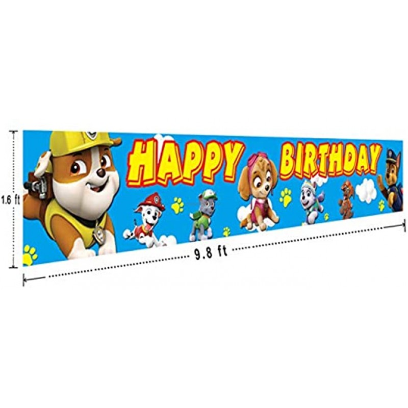 Large Dog Patrol Happy Birthday Banner | Dog Patrol Birthday Decorations | Paw Dog Patrol Birthday Party Supplies for Kids 9.8 x 1.6FT