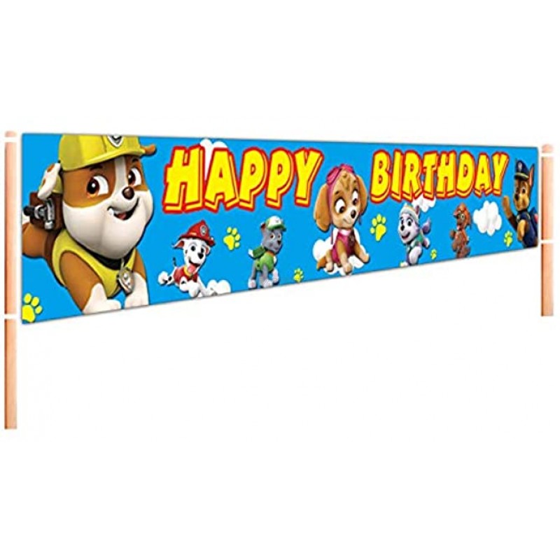Large Dog Patrol Happy Birthday Banner | Dog Patrol Birthday Decorations | Paw Dog Patrol Birthday Party Supplies for Kids 9.8 x 1.6FT