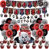 100Pcs Horror Classic Movie Party Decorations Horror Classic Thriller Killer Role Theme Birthday Supplies Include Birthday Banner Cool Cake Topper Cupcake Toppers Horror Movie Character Stickers and Balloons for Kids Teens Adults Birthday Party Favors