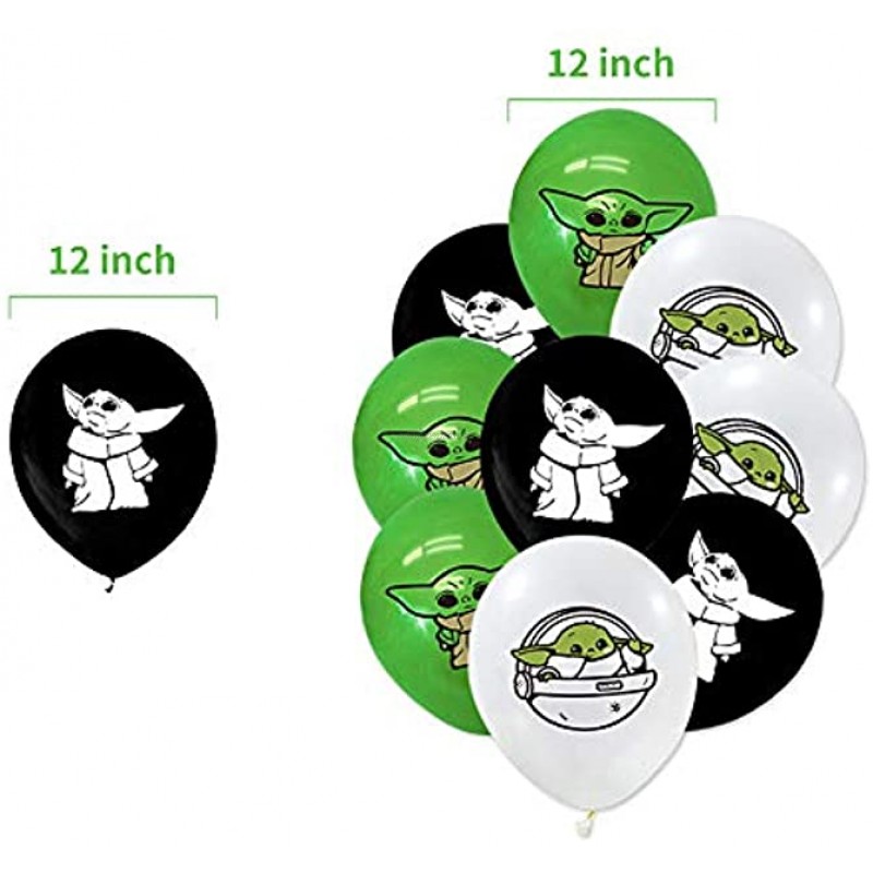 Baby Yoda Party Decorations 44PCS the Mandalorian Birthday Gifts for Movie Fans 18 Pack Balloons 1 Pack Banner 24 Pack Small Cake Toppers 1 Big Cake Toppers Kids Party Supplies