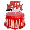 Halloween Happy Birthday Cake Topper Glitter- Friday the 13th Birthday Decorations,Zombie Party Decorations,Halloween Birthday Party Decorations,Zombie Cake Topper