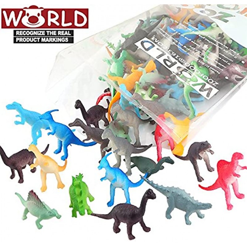 ValeforToy 82 Piece Mini Dinosaur Toy Set for Dino Party Cupcake Toppers Assorted Vinyl Plastic Figure