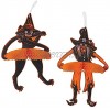 Beistle Vintage Halloween Tango Witch & Cat 15" 16" Black Orange White