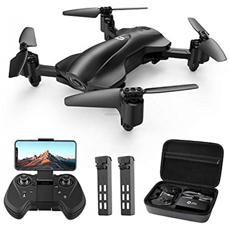 Holy Stone HS165 GPS FPV Drones with 2K HD Camera for Adults Foldable Drone for Beginners with Auto Return Home Follow Me Circle Fly Tap Fly Includes 2 Batteries and Carrying Case