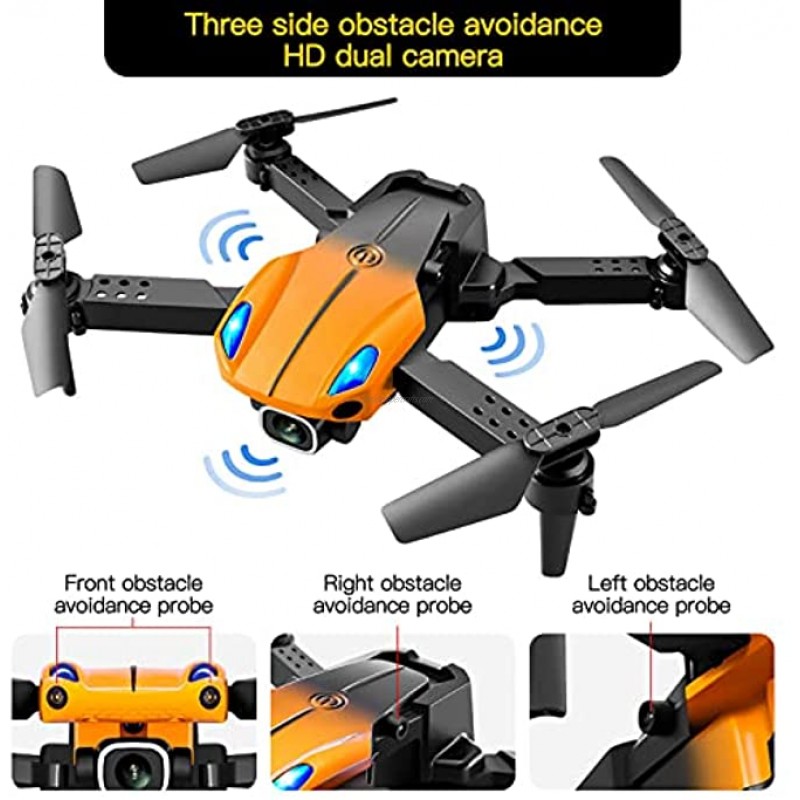 Mini RC Drone w Dual Cameras Foldable WiFi FPV Quadcopter Drones for Kids Beginners Altitude Hold Headless Mode 3D Flip One Key Return Remote Control Drones 2 Cameras Orange Black