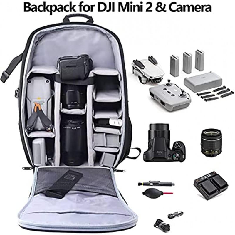 Storage Backpack for DJI FPV Drone and Accessories Multifunctional Carrying Case with Compartment Also Compatible with Mini 2,Mavic Pro and All kinds of Cameras，SLRs Laptops