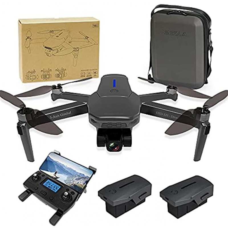 YASOLA GPS Drones with Camera for Adults 4K,3-Axis Gimbal Camera,EIS Anti-Shake,5G WIFI FPV,Auto Return Home Brushless Motor（2 Battery + Carrying Case）