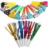 SBYURE 84 Pcs 2 Kinds Of Musical Blow Outs and Glitter Fringed Metalic Noisemaker Party Noisemakers for Birthday Party Favors New Years Party,Goody Bag Stuffers Assorted Colors