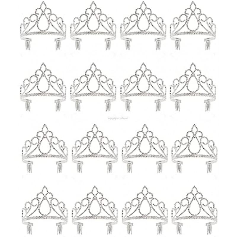 Princess Tiara Crowns for Girls and Birthday Party Dress-Up Silver 12 Pack
