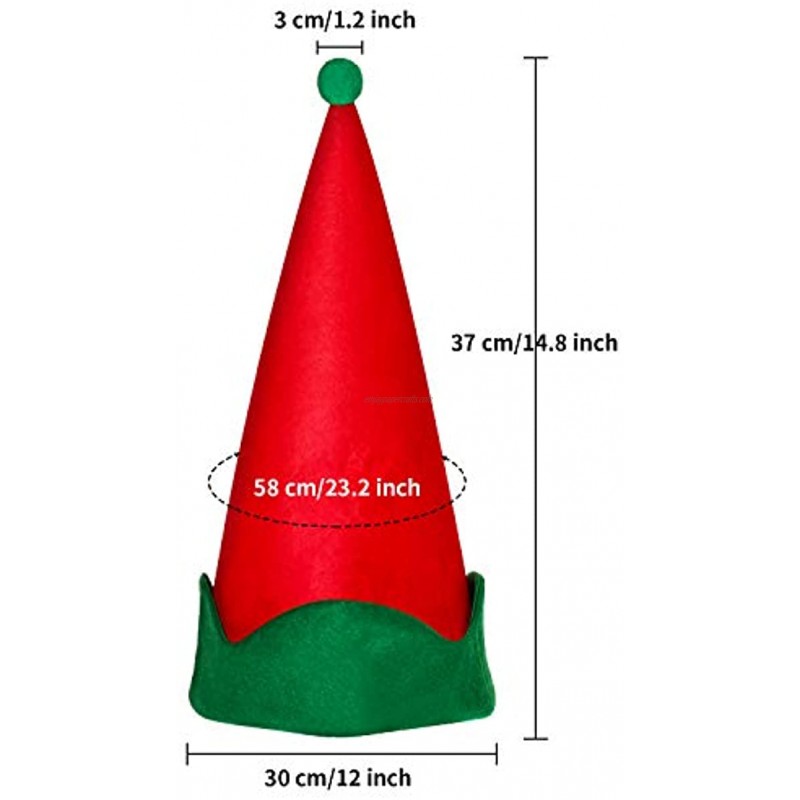 SATINIOR 4 Pieces Red Felt Elf Hats Christmas Santa Elf Hat Xmas Holiday Party Costume Favors Gifts Accessories for Teens