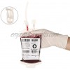 Halloween Party Drink Container Blood bag Perfect as Halloween Props Decoration Costume 12 Fl Oz  350cc with Syringe and Customizable Blood Type Stickers Set of 10 by Mojocraft.