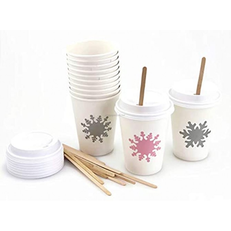 Pink Snowflake Paper Cups 12 Set Baby Shower Birthday Party Supplies