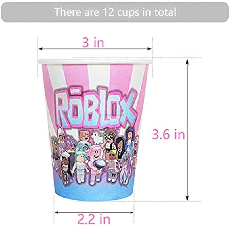 Girls Party Plates and Cups Sandbox Game Party Supplies Video Game Birthday Decorations 7 Inch 9 Inch Plates 9 oz Cups 12 Guests
