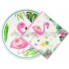 WERNNSAI Flamingo Plates and Napkins Set Serves 50 Guests 100 PCS Hawaiian Luau Party Supplies Disposable Tableware Set Dinner Luncheon Plates Napkins for Birthday Baby Shower Wedding Party