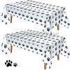 2 Pieces Puppy Paw Print Plastic Tablecloth Disposable Table Cover Puppy Themed Birthday Party Decorations for Dog Party Supplies 71 Inch x 54 Inch
