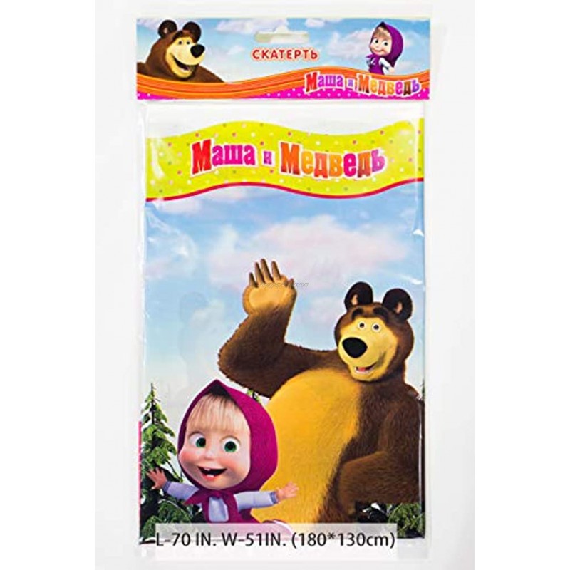 Bright Tablecover Masha and the Bear for Kids Birthday Party Supplies with Favorite Characters