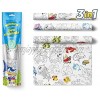 Large Coloring Tablecloth Water Resistant Poster for Kids and Toddlers Colorable Frame «Marine Life» 3 in 1 Fun Painting Activity for Party and Decor Table Doodle Board
