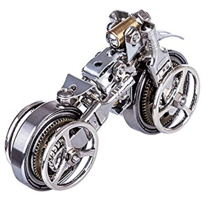 Haoun 3D Metal Puzzle DIY Assembly Car Model Stainless Steel Model Kit Jigsaw Puzzle Brain Teaser Mechanical Educational Toy Desk Ornament Motorcycle