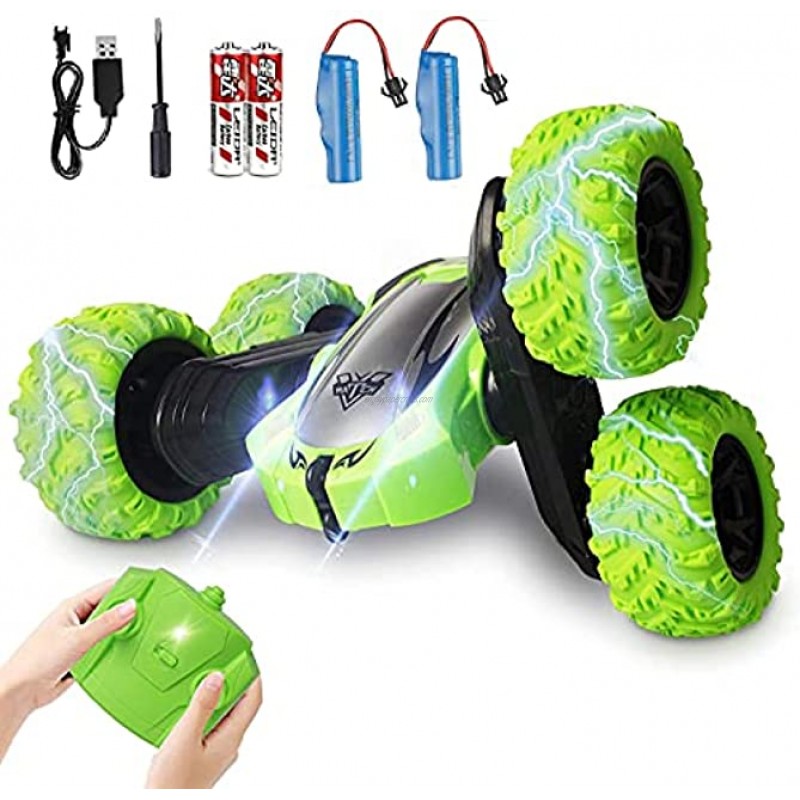 Kuanhong Remote Control Car For Boys Girls Rc Stunt Car 4Wd 2.4Ghz Double Sided 360° Rotating Rc Cars Speed Vehicle Toy With Headlights For Kids Adults,Gift Over 4 Years Old All Batteries Included