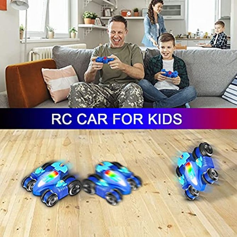 Remote Control Car RC Cars Stunt Car Toy 4WD 2.4Ghz Double Sided 360° Rotating Kids Toys Cars with Colorful Headlights Gifts for 4 5 6 7 8 9 10 11 12 Year Old Boys Girls