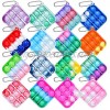 Xesakesi 16pcs Mini Pop Fidget Bubble Sensory Toy Pack Squeeze Keychain Toys Simple Silicone Rainbow Stress Relief Hand Toy Anti-Anxiety Office Desk Toys for Adults Kids