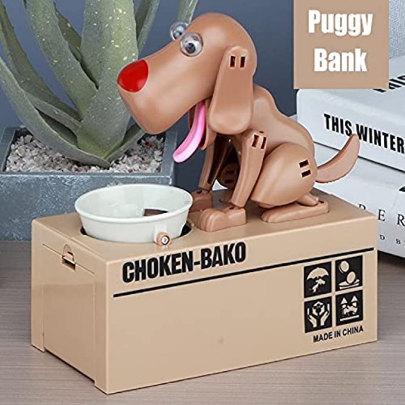 Eat money dog piggy bank Dog Piggy Bank Puppy Money Saving Box Cute Automatic Stealing Coin Bank Hungry Dog Piggy Bank Saving Box,Counting Coin Money Bank,Coin Sorters for Kids 7x6.6x3.2 in