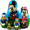 Matryoshka Babushka Russian Nesting Wooden Doll Characters Mickey Mouse Donald Duck Babouska Matrioska Stacking 5 Pcs